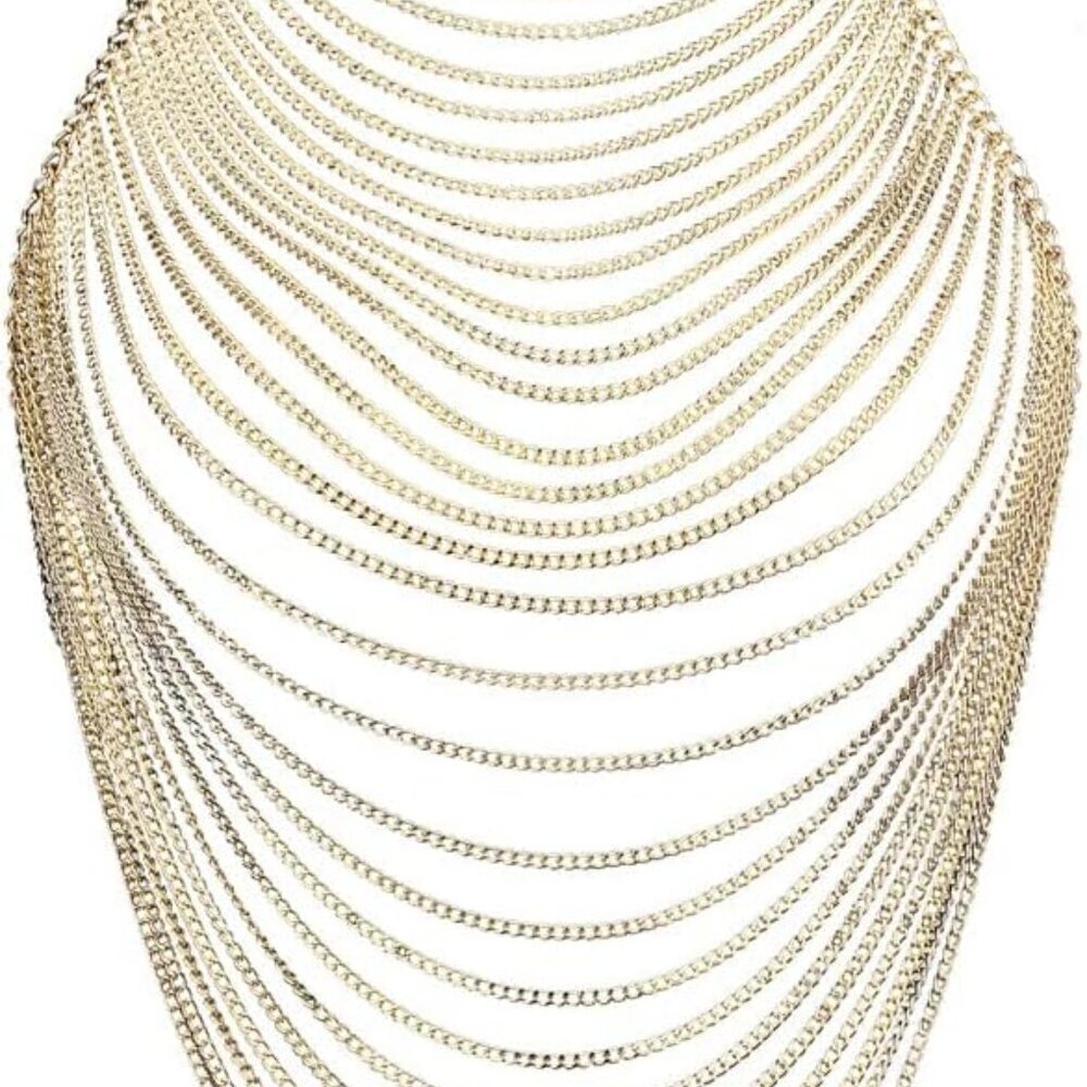 Full Body Chain Jewelry Silver Alloy Multilayer Sexy Costume Adjustable Women